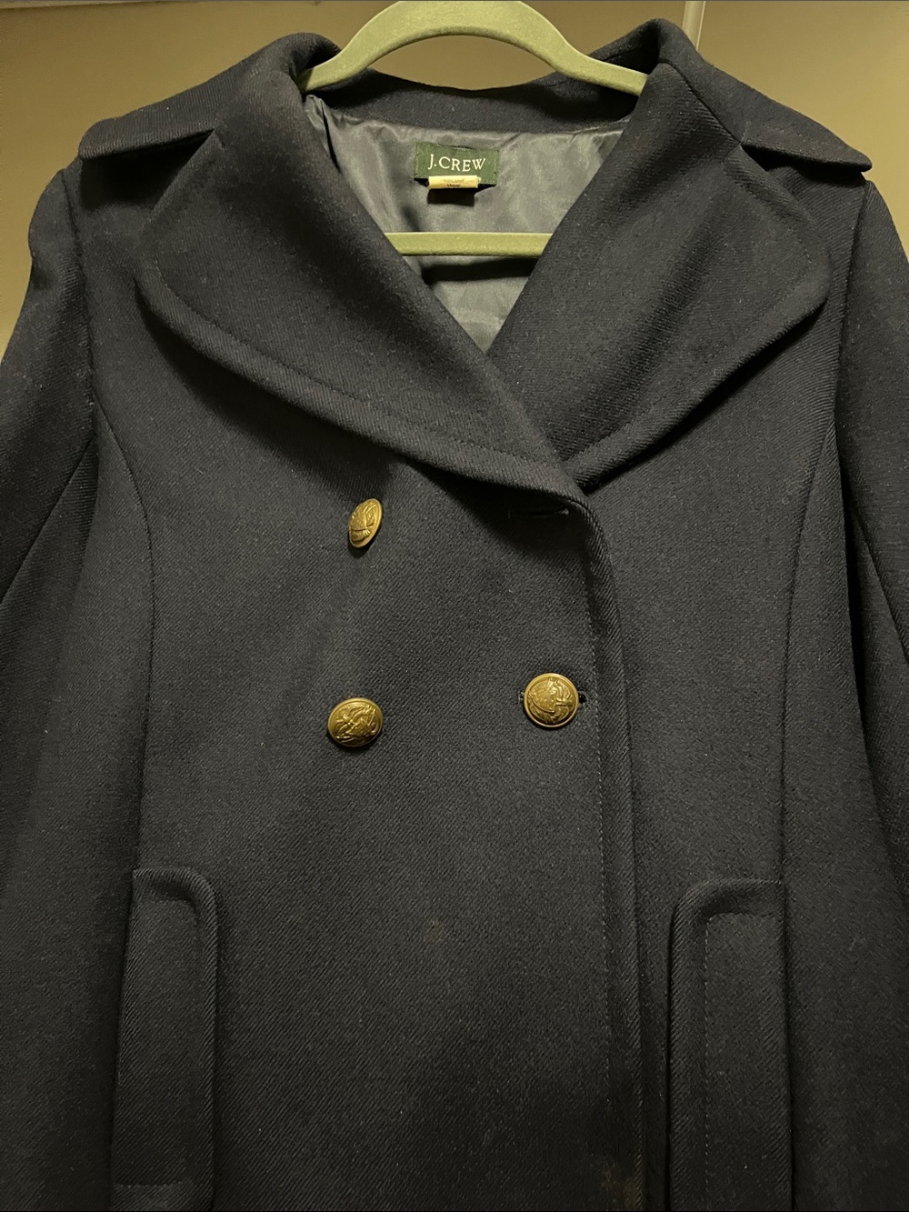 J Crew Women's Size 6 Navy Wool Pea Coat - Picture 4 of 16